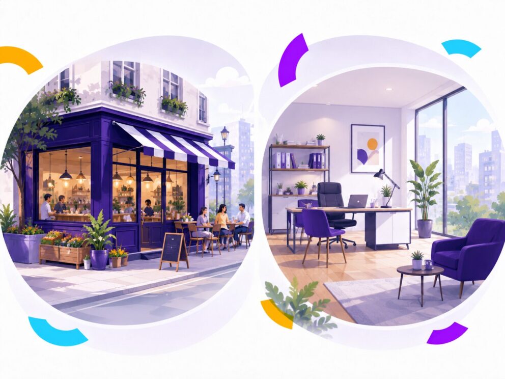 Comparaison visuelle entre bail commercial et bail professionnel