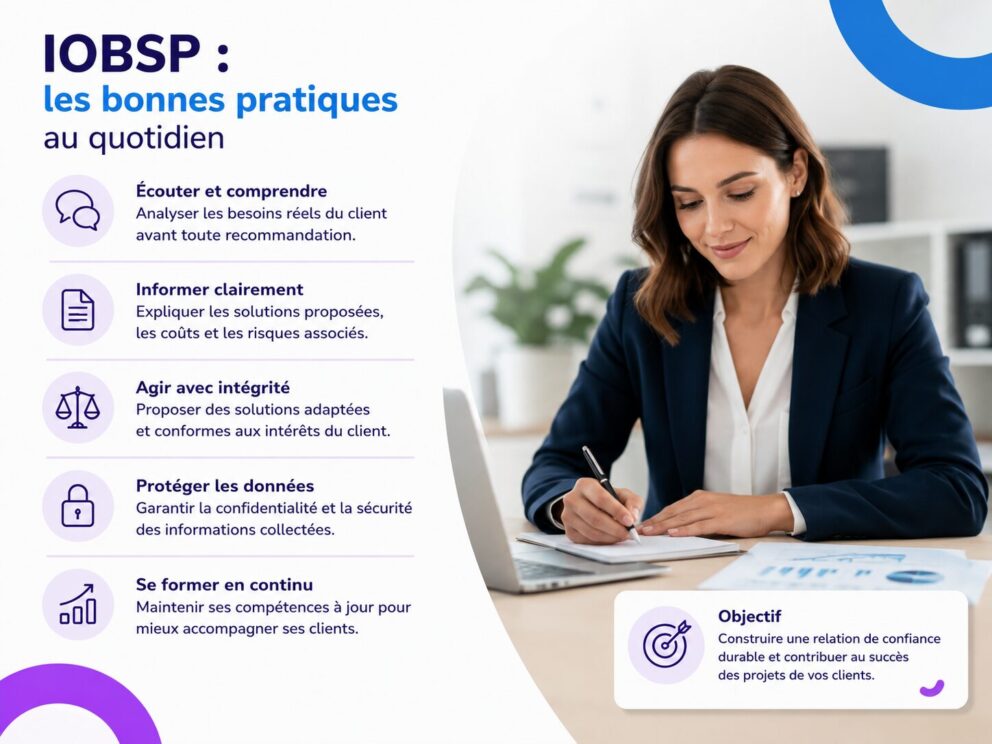 Illustration des bonnes pratiques professionnelles d’un IOBSP dans l’accompagnement et le conseil de ses clients.