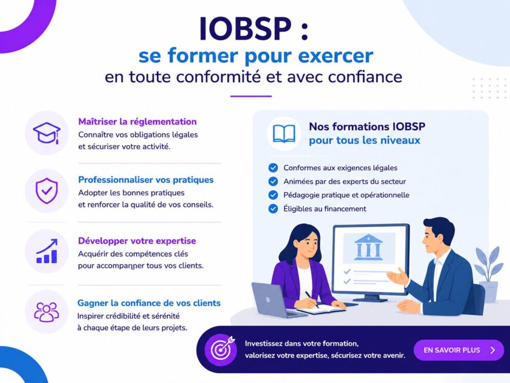 Illustration sur la formation IOBSP pour exercer en conformité, développer ses compétences et renforcer la confiance des clients.